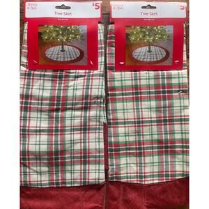 New 2 Pack Christmas Tree Skirt Plaid Checker 38 Inches holiday